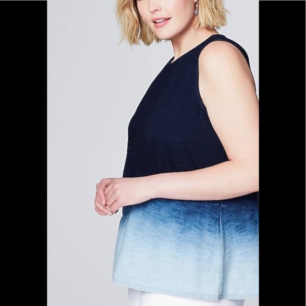 J JILL Sleeveless Dip Dyed Blue Tank Size L